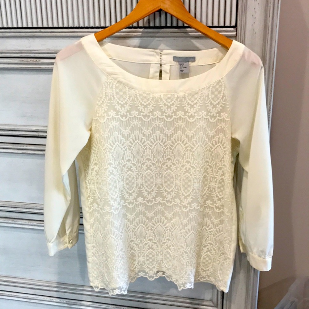 H&M Cream Lacey Detailed Top